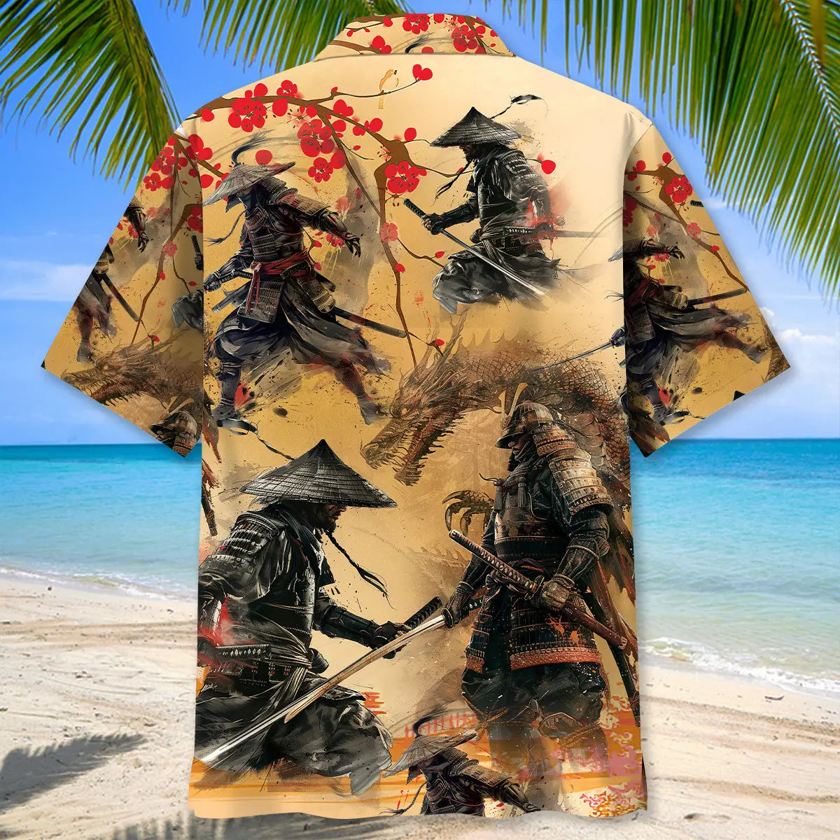 Samurai Under Moonlight Hawaiian Shirt For Fantasy Fans, Resort Trips, And Imaginative Summer Style