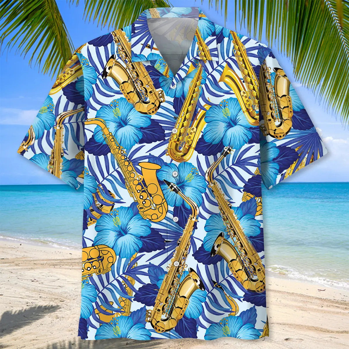 Saxophone Tropical Hawaiian Shirt For Warm Weather Outing And Everyday Comfort