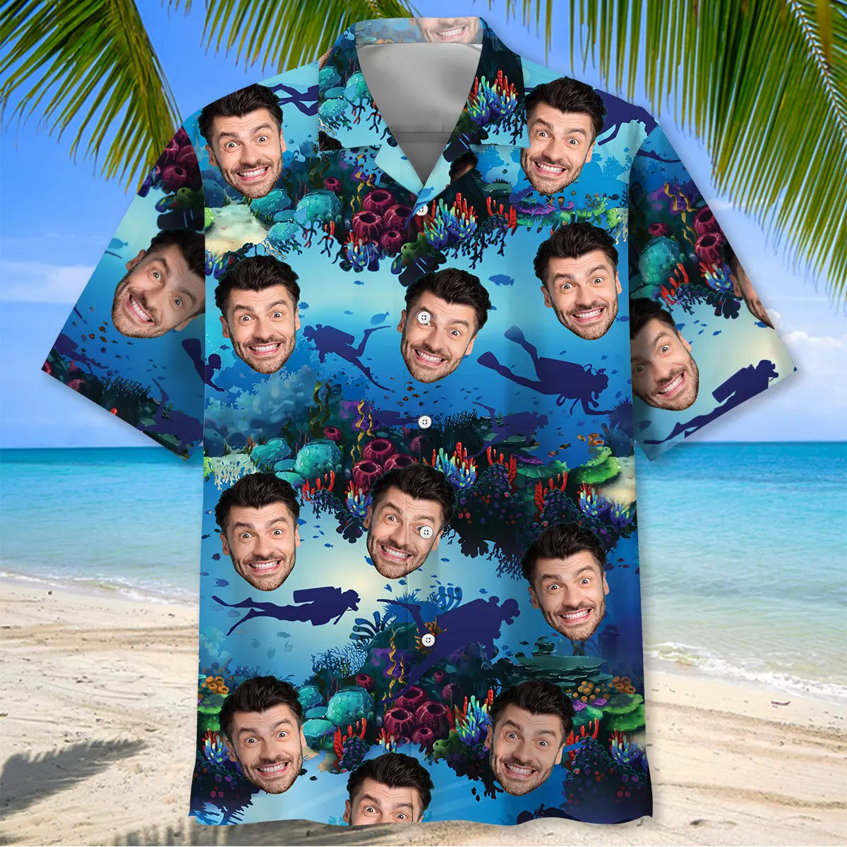 Scuba Diving Personalized Photo Hawaiian Shirt For Coastal Travel, Casual Events, And Comfortable Summer Wear