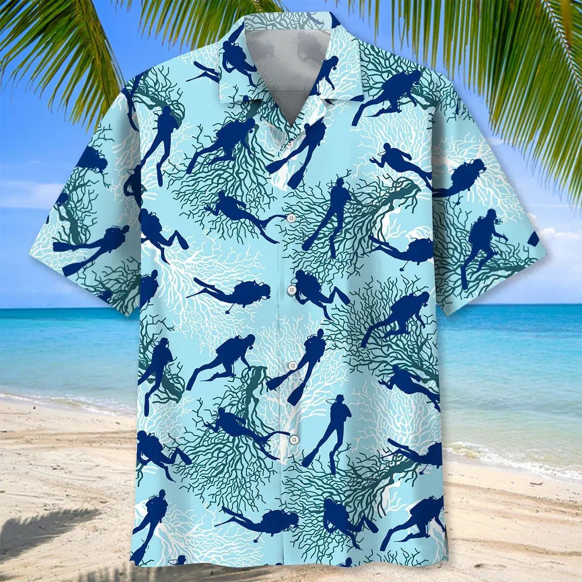 Scuba Diving Ocean Light Hawaiian Shirt For Coastal Travel, Casual Events, And Comfortable Summer Wear
