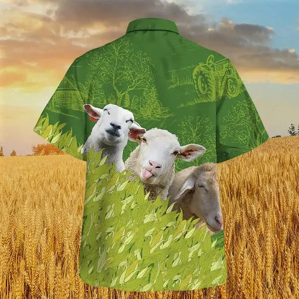 Sheep Farm Corn Pattern Trendy Hawaiian Shirt Cow Trendy Hawaiian Shirt Summer Trendy Hawaiian Shirt For Men And Women