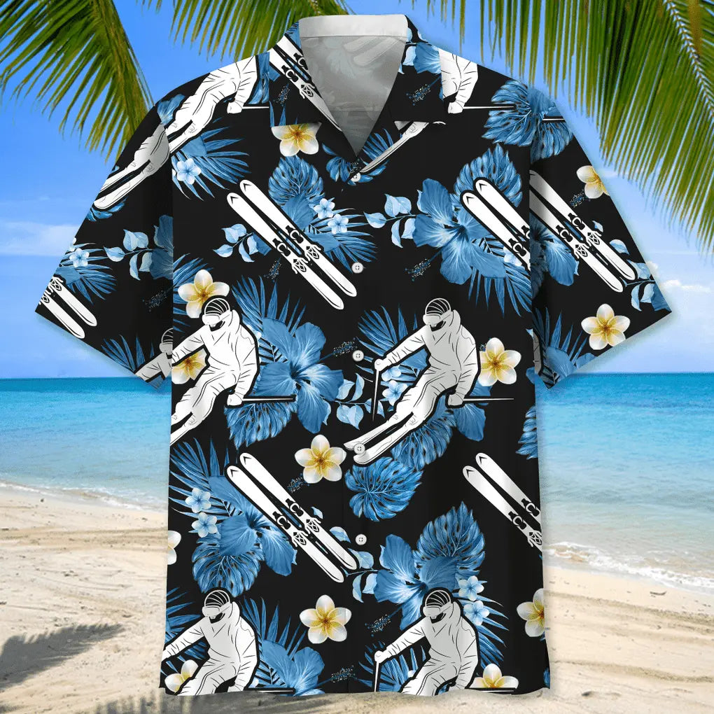 Skiing Nature Hawaiian Shirt For Resort Trips, Coastal Parties, And Warm Weather Style