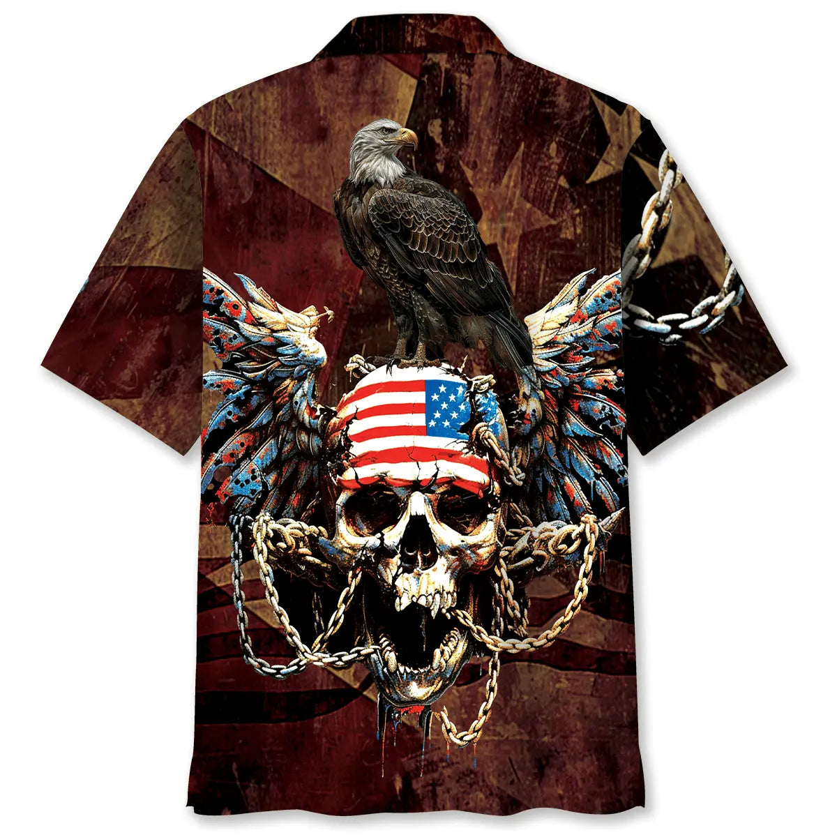 Skull Eagle Hawaiian Shirt For Creative Adventures, Beach Travel, And Bold Warm Weather Wear