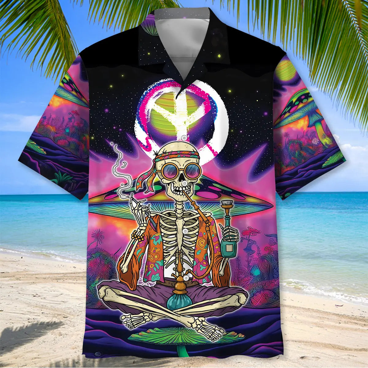 Skull Hippie Style Hawaiian Shirt