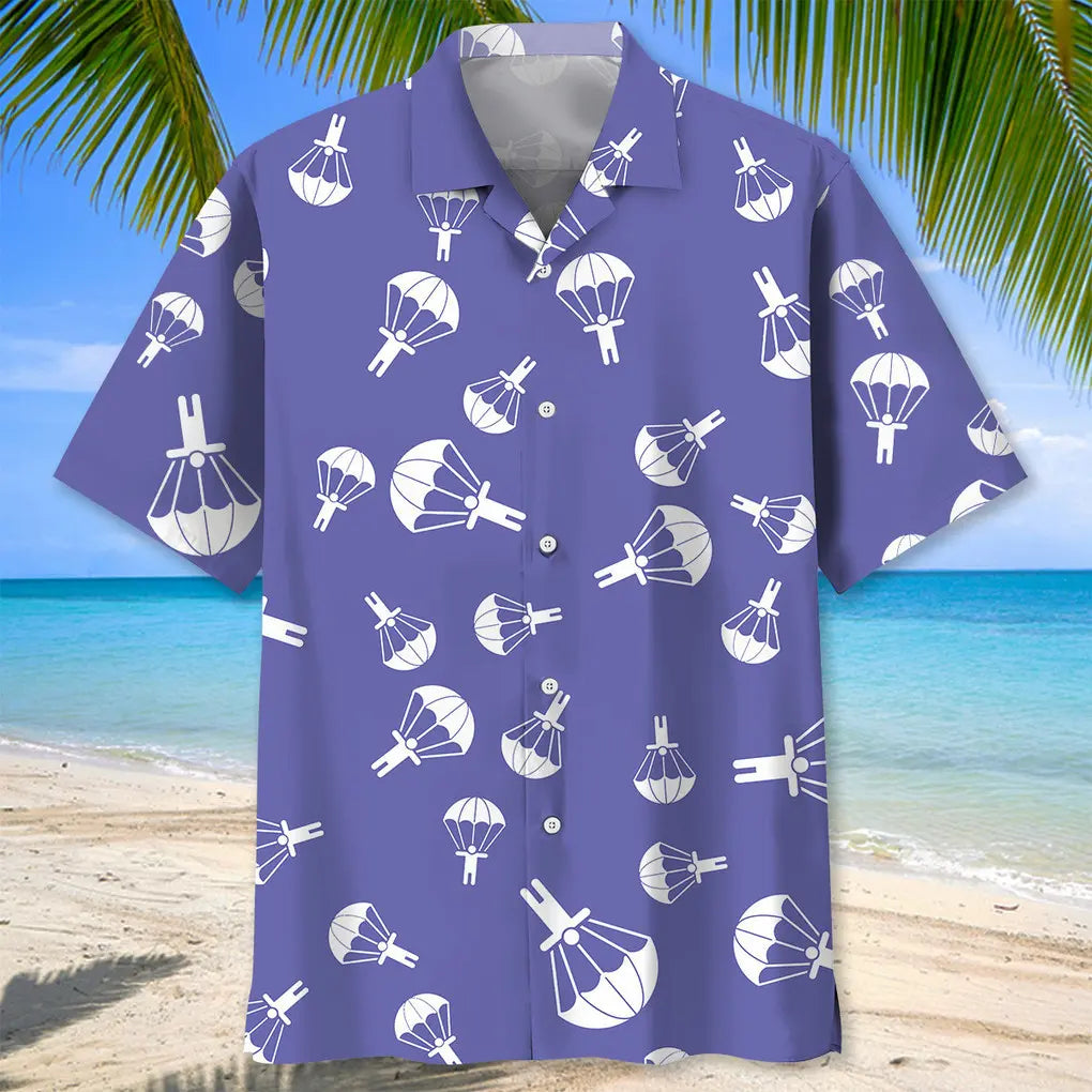 Skydiving Purple Hawaiian Shirt For Coastal Travel, Casual Events, And Comfortable Summer Wear