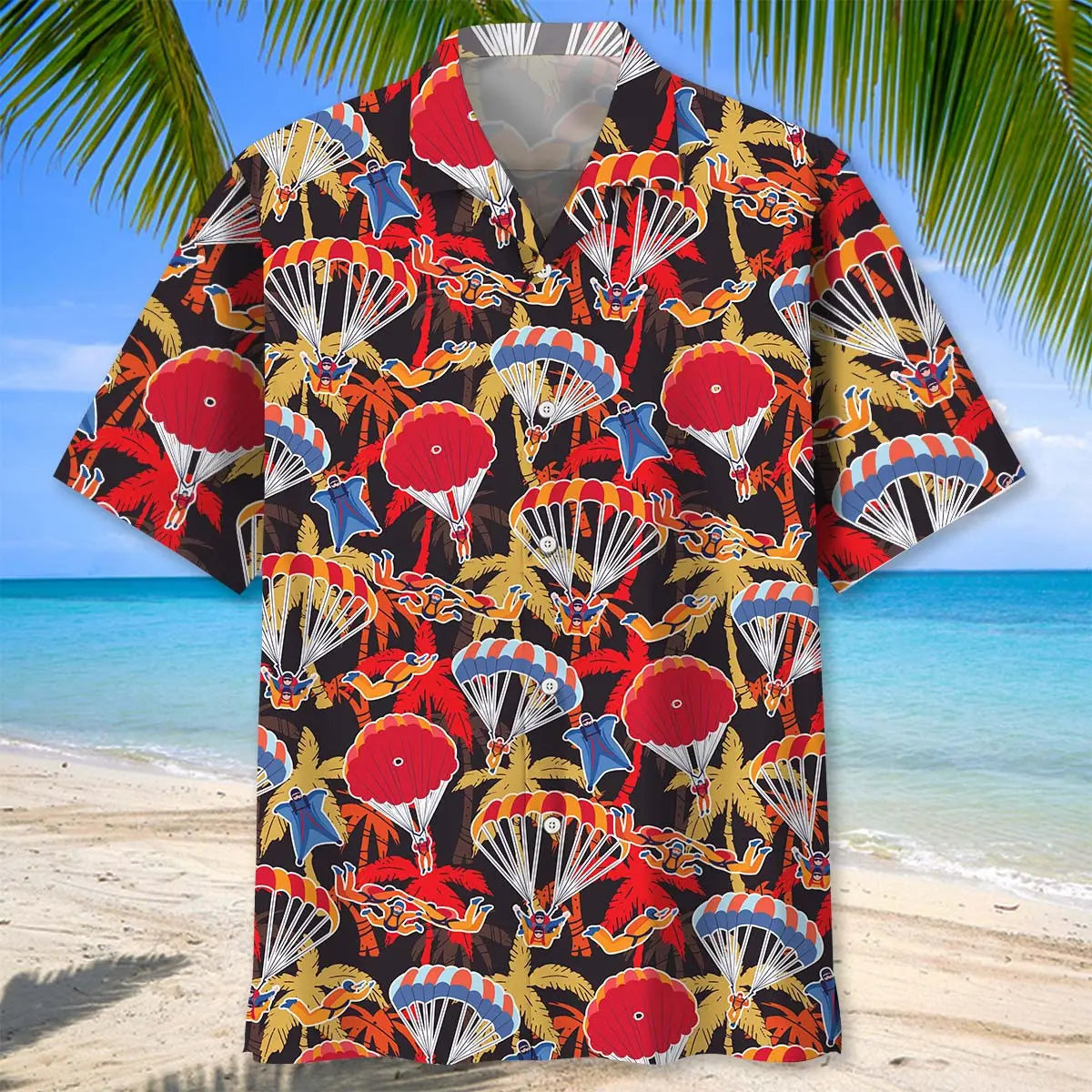 Tropical Skydiving Hawaiian Shirt For Island Getaways, Outdoor Gatherings, And Comfortable Summer Wear