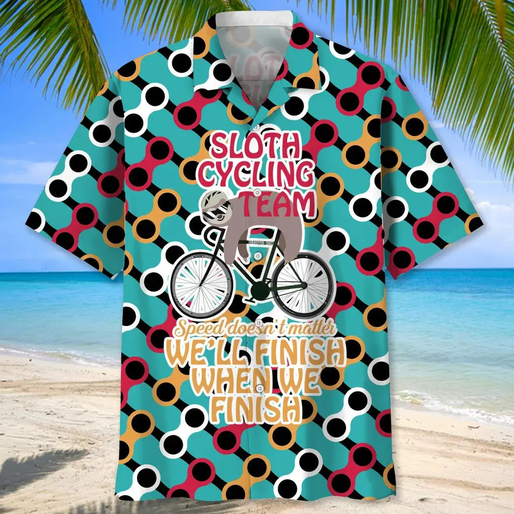 Sloth Cycling Team Hawaiian Shirt For Beach Days, Summer Outings, And Thoughtful Gift Giving