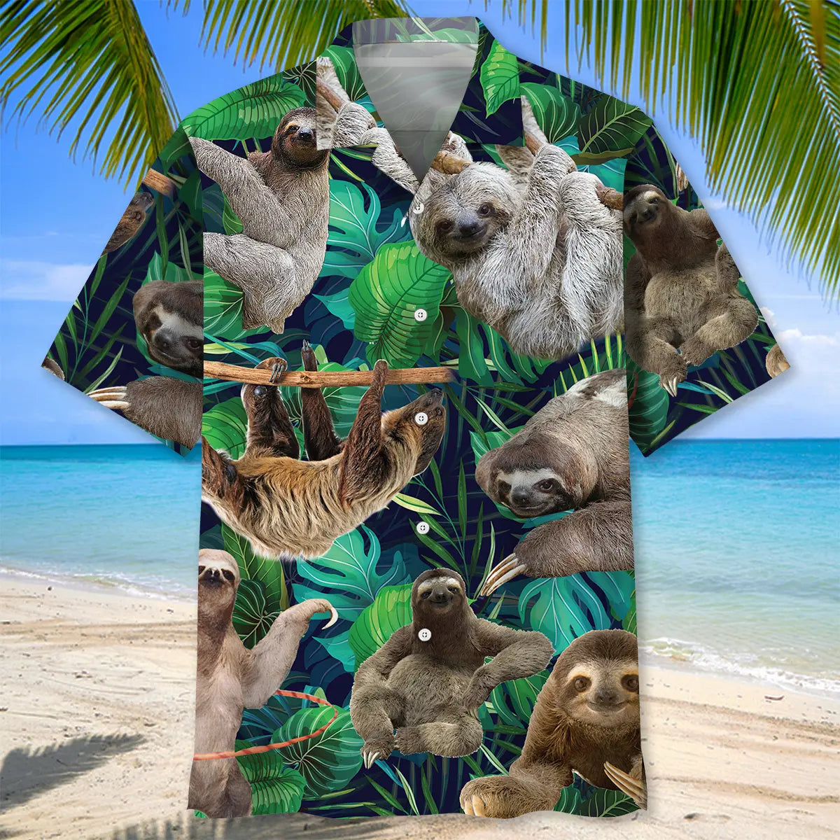 Tropical Sloth Hawaiian Shirt For Beach Days, Summer Outings, And Thoughtful Gift Giving