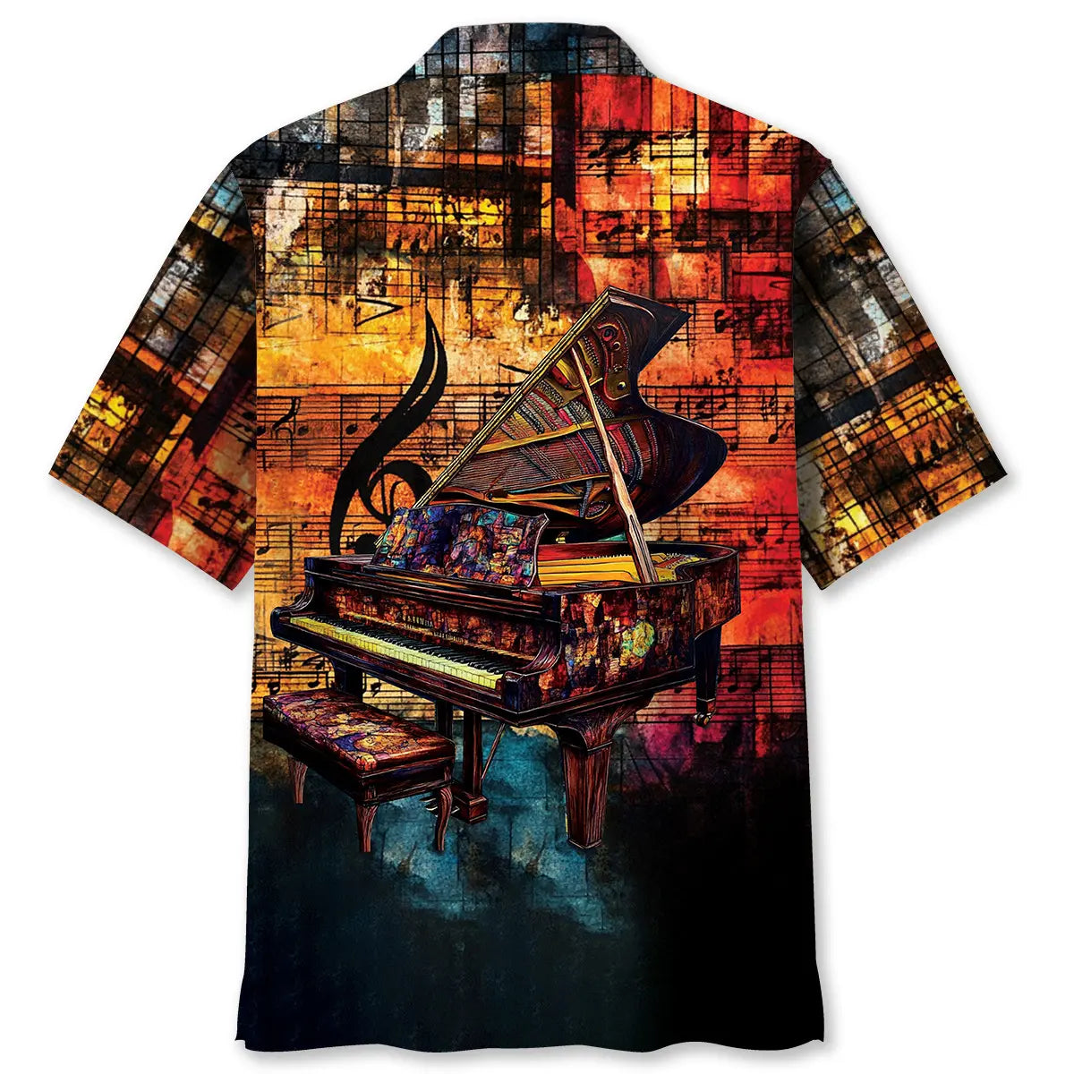 Stained Glass Grand Piano Hawaiian Shirt