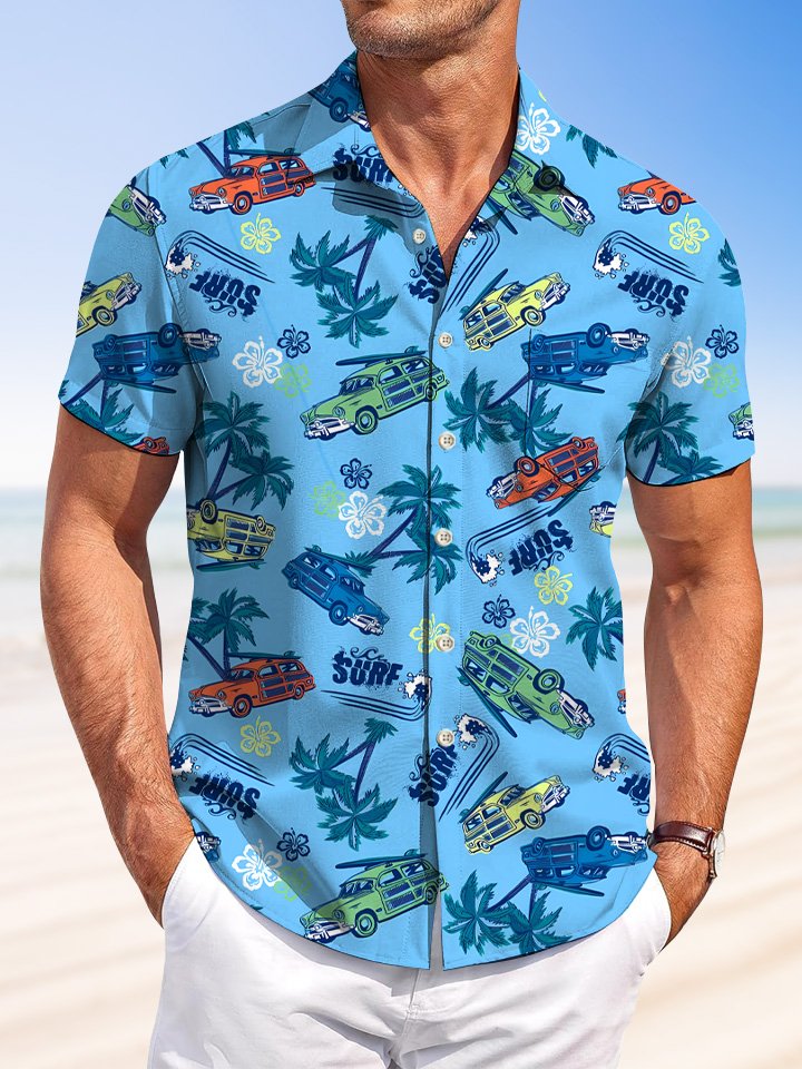 Summer Beach Coconut Tree Buggy Beach Casual Vacation Hawaiian Shirt