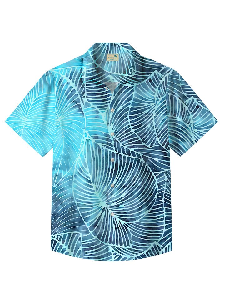 Summer Beach Leaves Gradient Vacation Hawaiian Shirt For Resort Trips, Coastal Parties, And Warm Weather Style