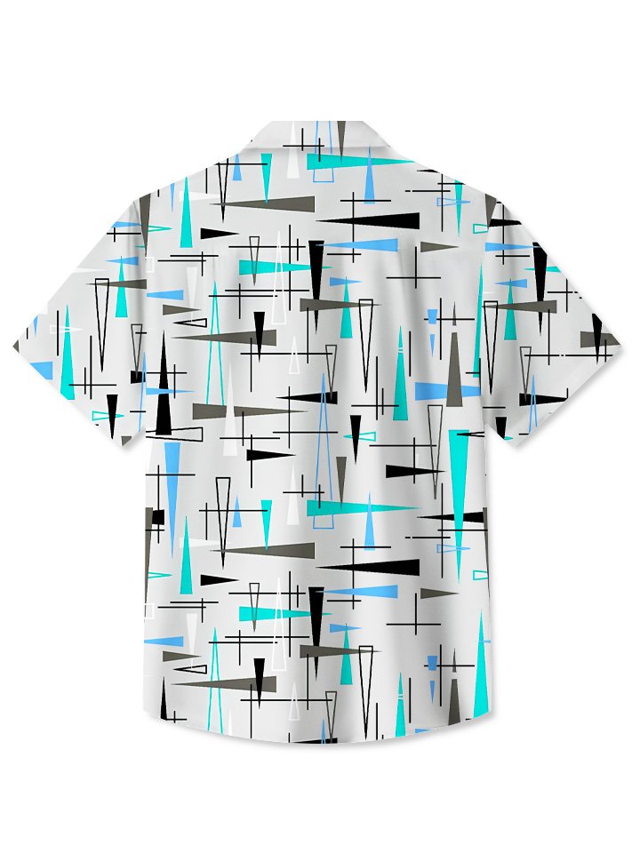 Summer Ethnic Geometric Resort Hawaiian Shirt For Resort Trips, Coastal Parties, And Warm Weather Style
