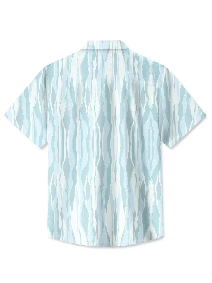 Creative Colorful Summer Geometric Lines Gradient Hawaiian Shirt For Summer Vacation, Beach Travel, And Casual Wear