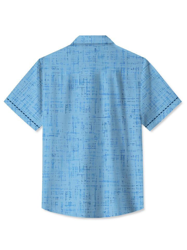 Vintage Summer Geometric Lines 50S Bowling Hawaiian Shirt For Resort Trips, Coastal Parties, And Warm Weather Style