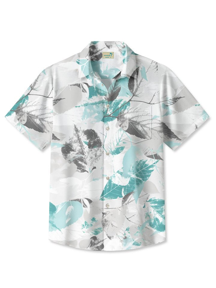 Colorful Tropical Summer Vegetation Leaves Contrast Hawaiian Shirt For Summer Vacation, Beach Travel, And Casual Wear