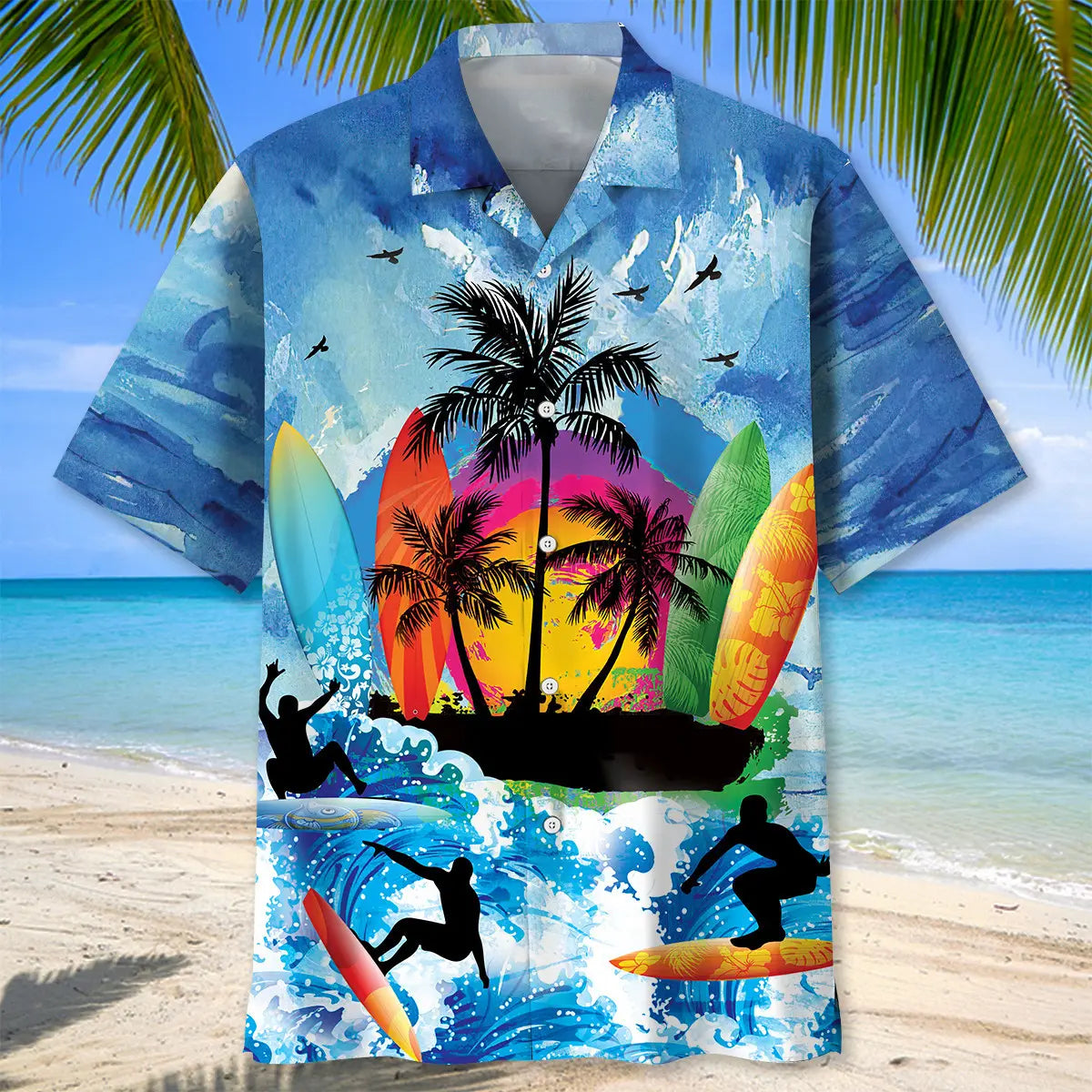Surfing Beach Hawaiian Shirt For Tropical Holidays, Outdoor Gatherings, And Everyday Comfort