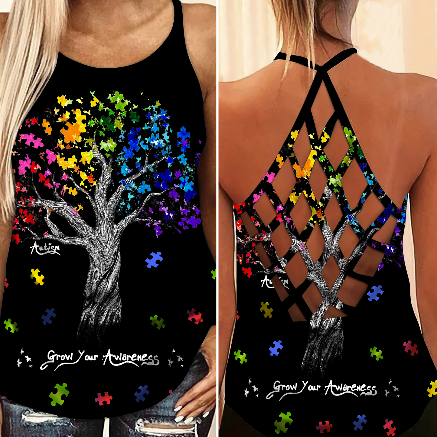 Autism Grow Your Awareness Hollow Tank Top For Community Events And Positive Support