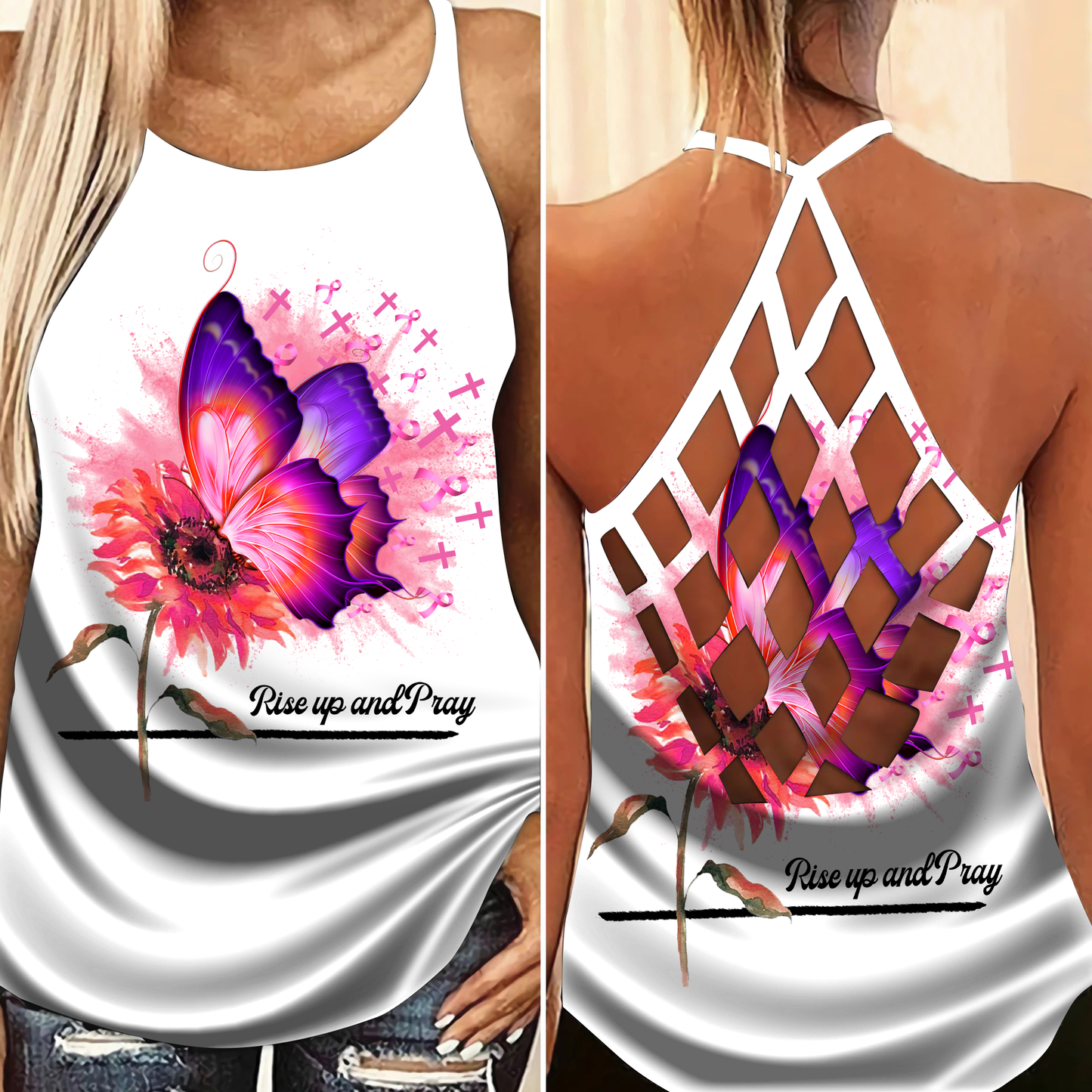 Cancer Believe Strength Hollow Tank Top For Community Activities And Comfort