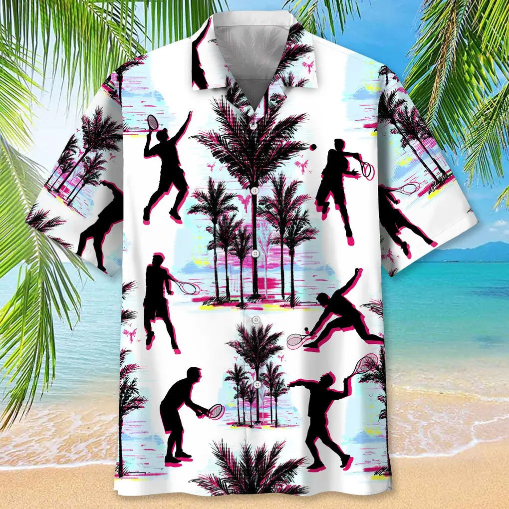 Abstract Tennis Background Hawaiian Shirt For Tropical Holidays, Outdoor Gatherings, And Everyday Comfort