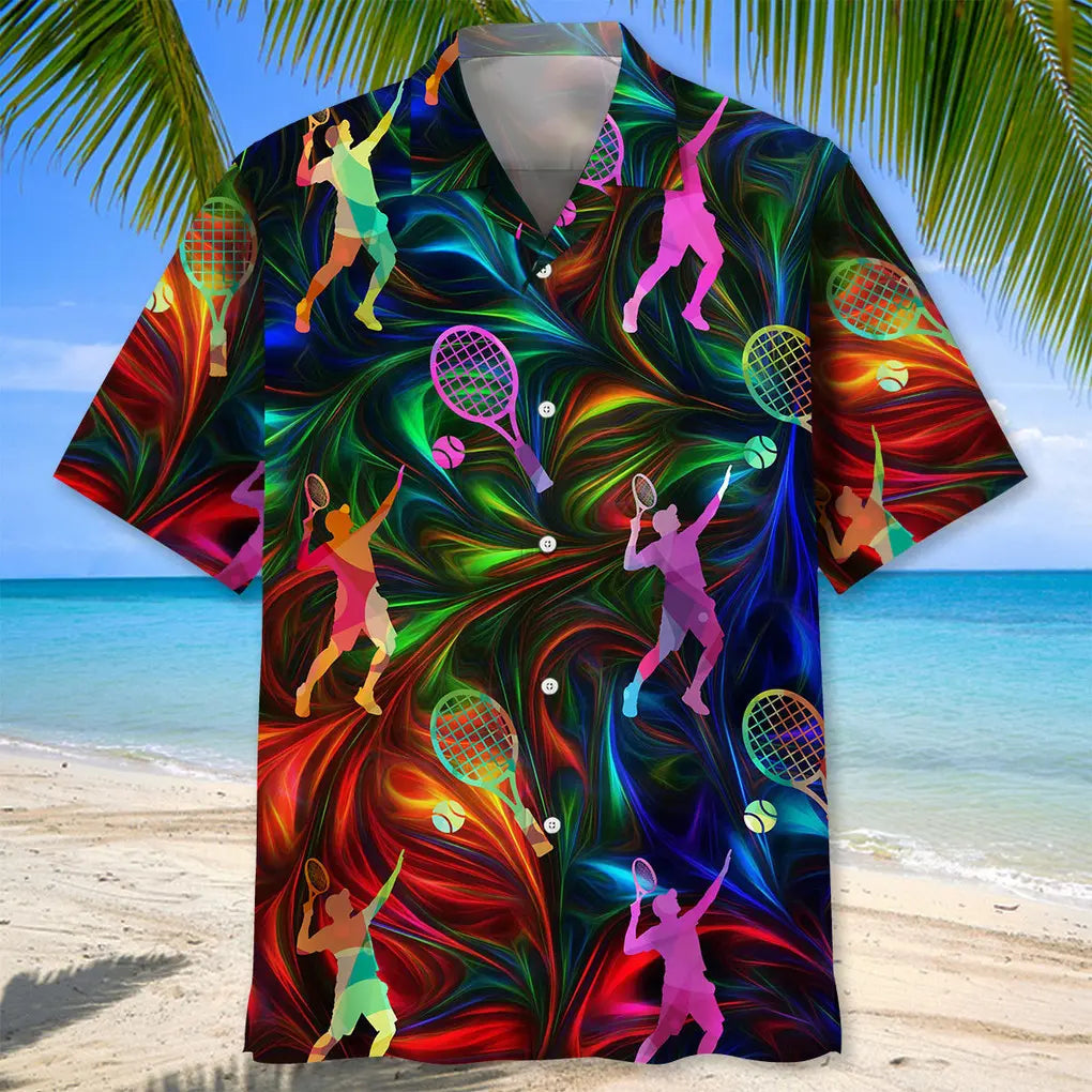 Colorful Tennis Hawaiian Shirt For Beach Days, Summer Outings, And Thoughtful Gift Giving
