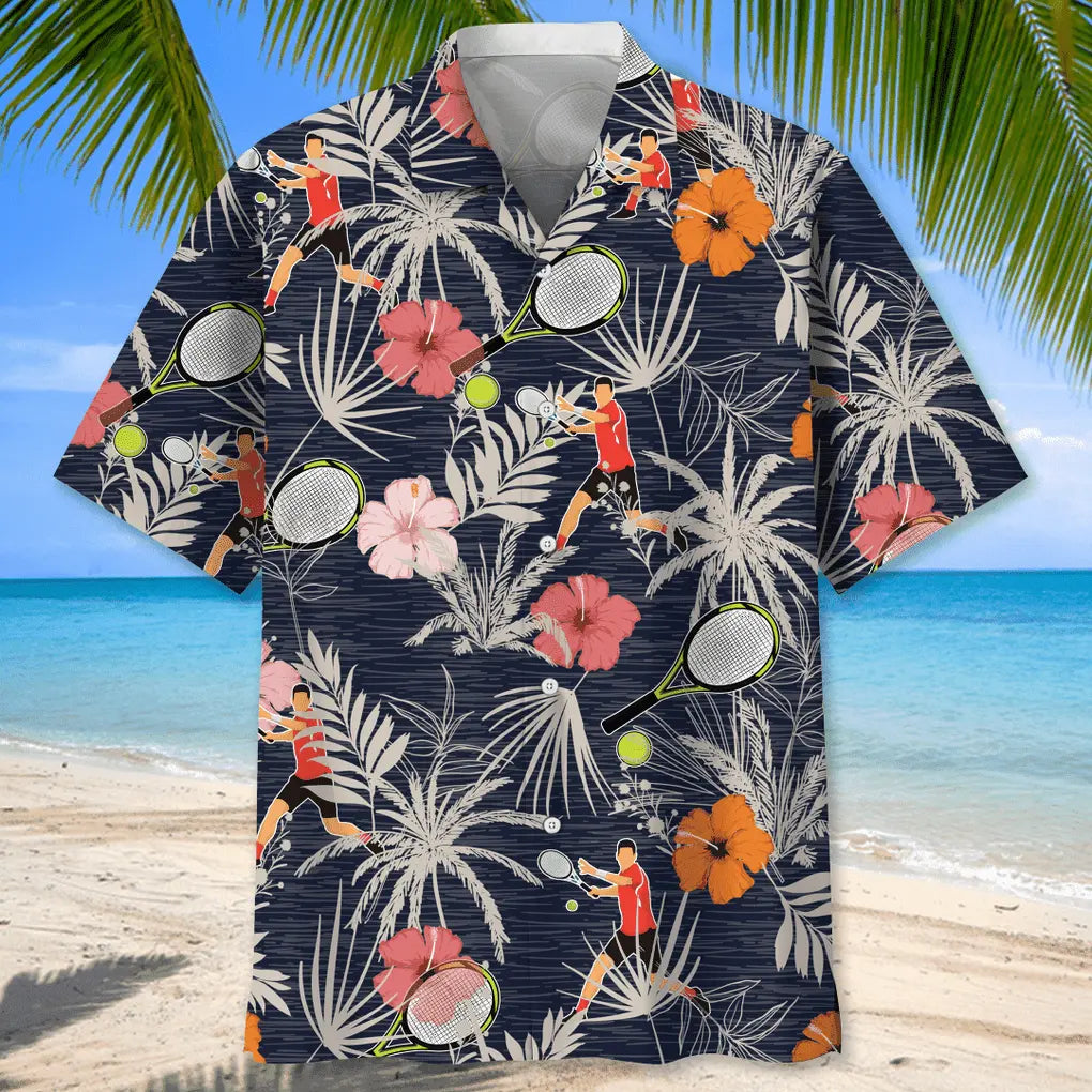 Tennis Nature Hawaiian Shirt For Resort Trips, Coastal Parties, And Warm Weather Style