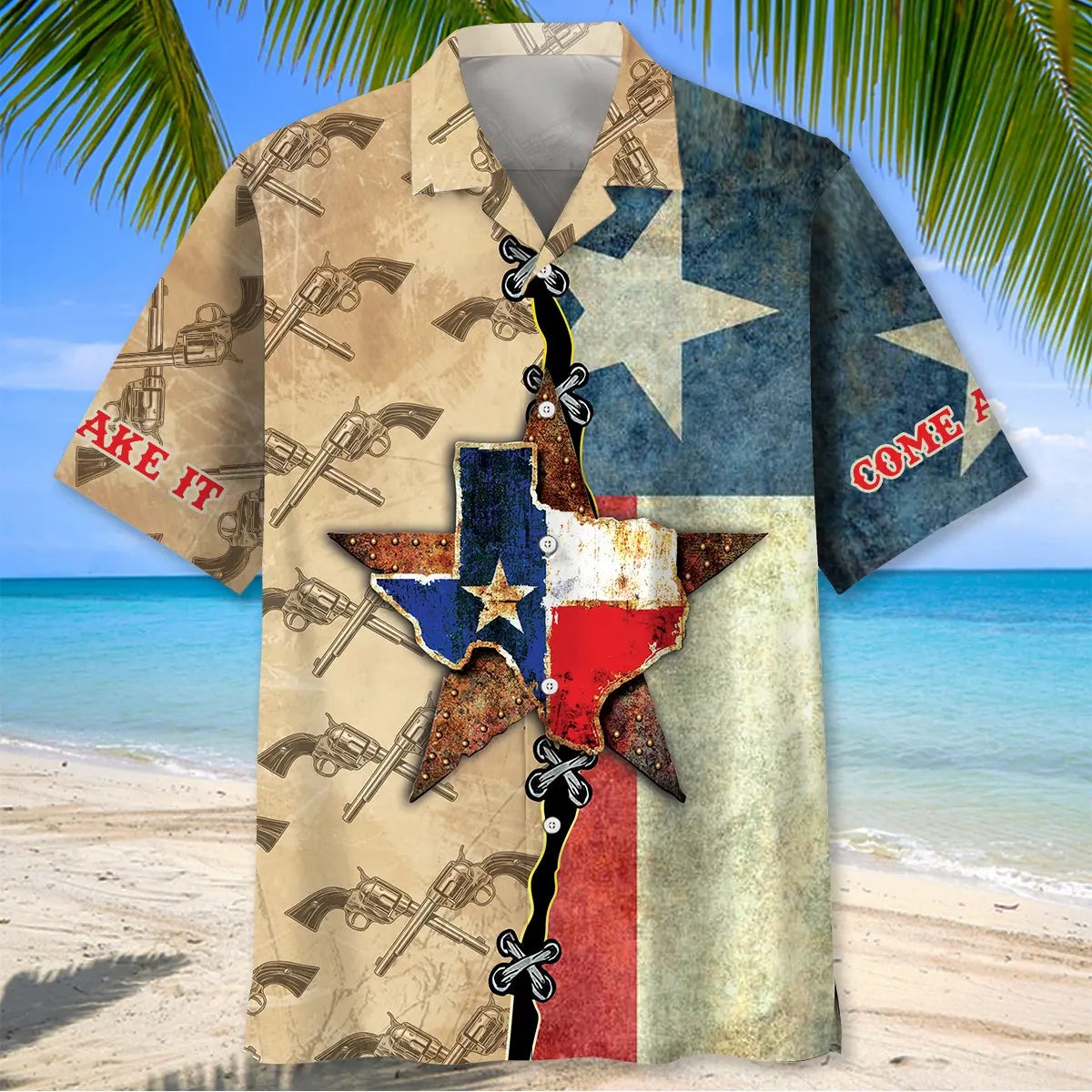 Texas Creative Pattern Hawaiian Shirt For Coastal Travel, Casual Events, And Comfortable Summer Wear