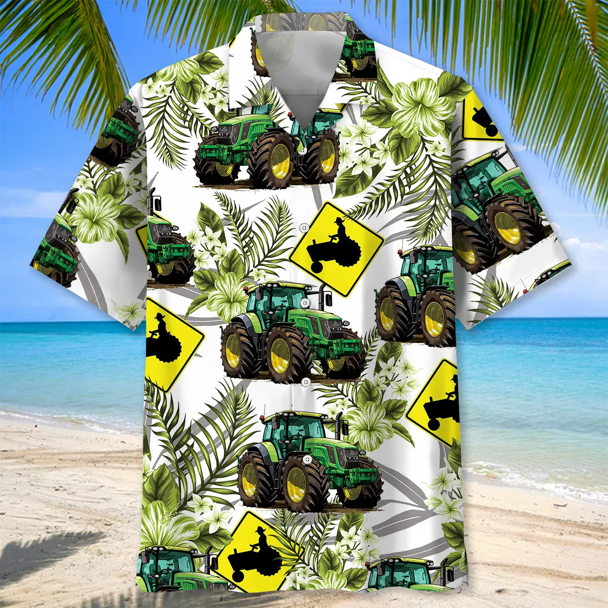 Tractor Crossing Hawaiian Shirt For Vacation Cruise And Coastal Style