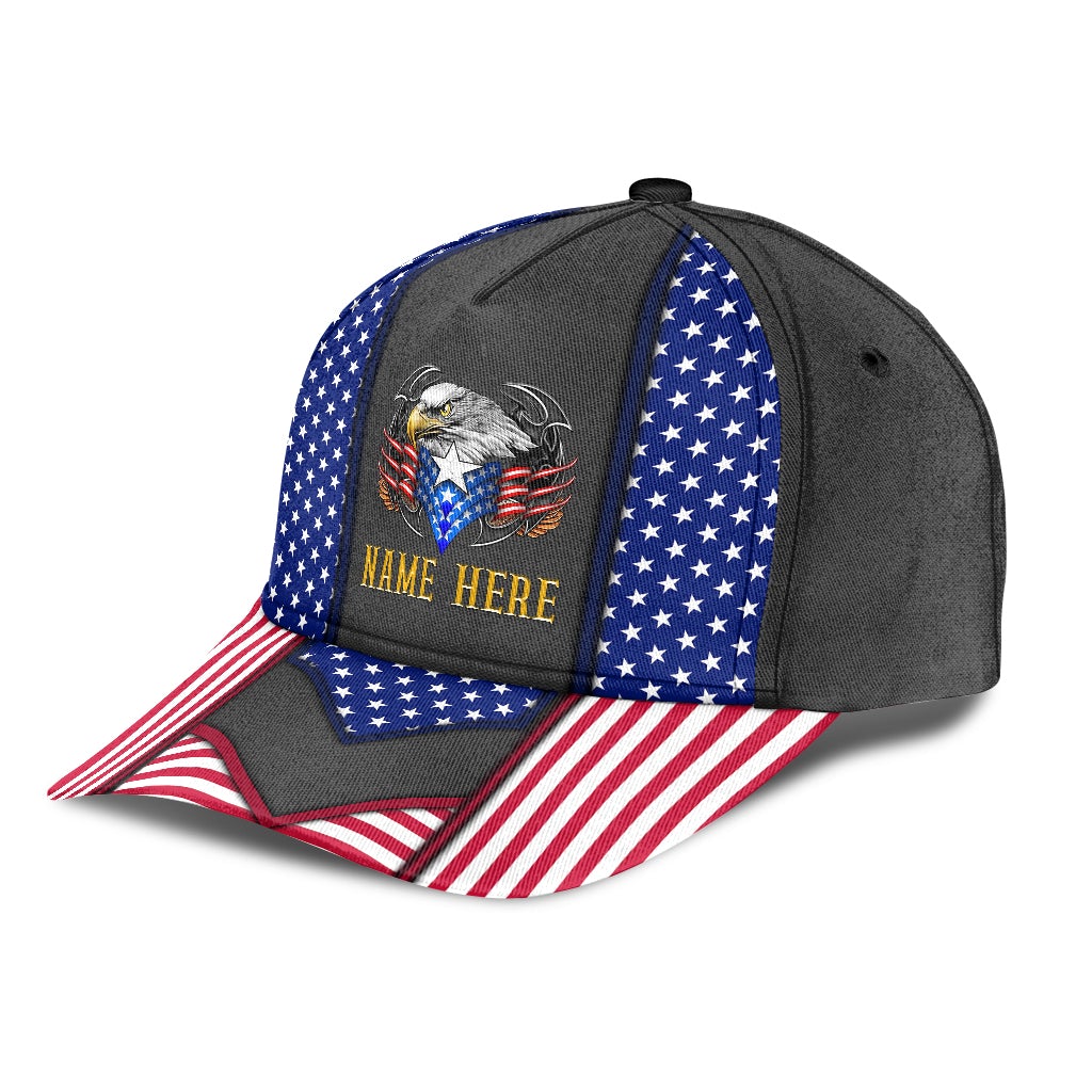 Custom Eagle Proud American Personalized Name Classic Cap For Beach Outings Holidays And Thoughtful Everyday Style
