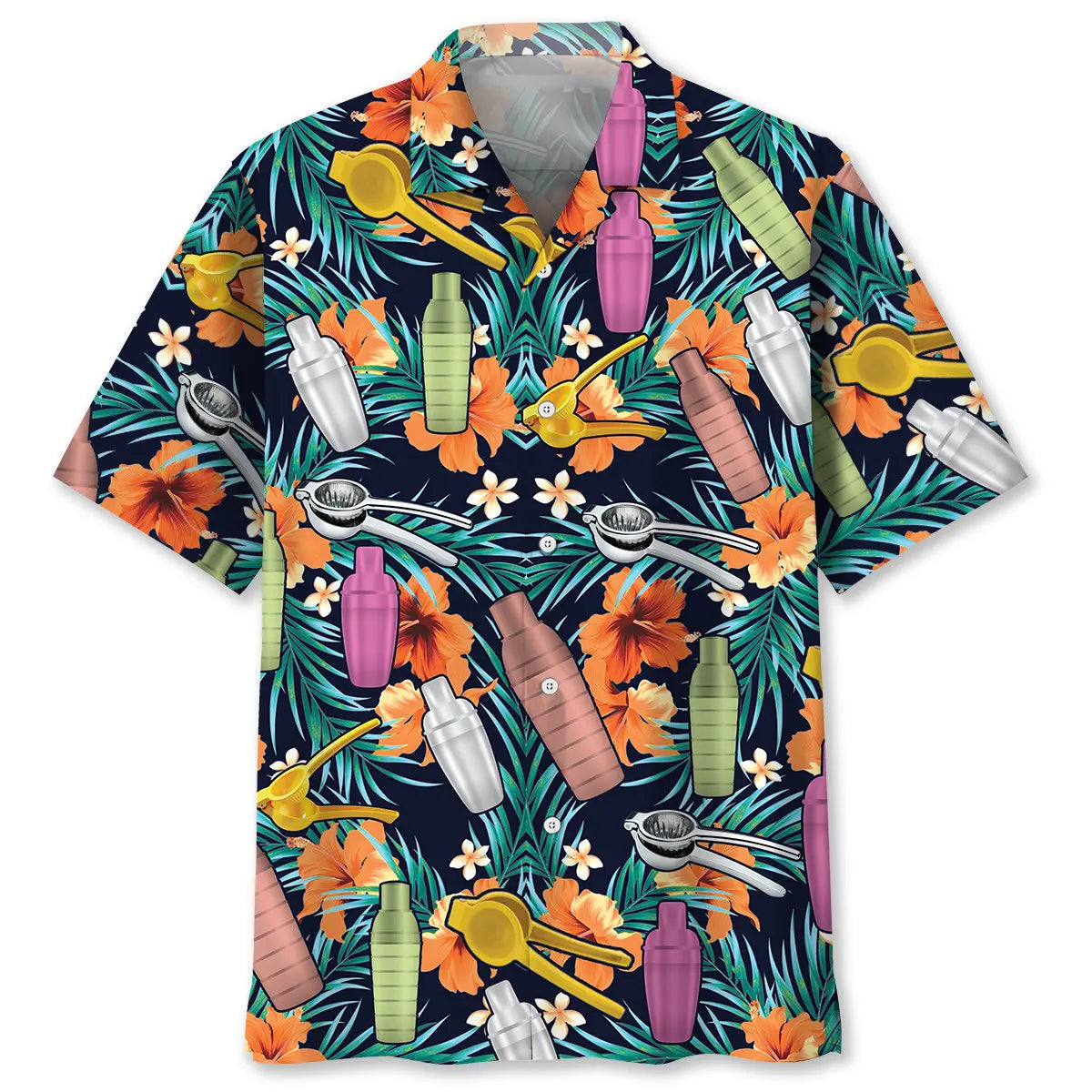 Tropical Bartender Set Hawaiian Shirt For Tropical Holidays, Resort Trips, And Relaxed Coastal Style