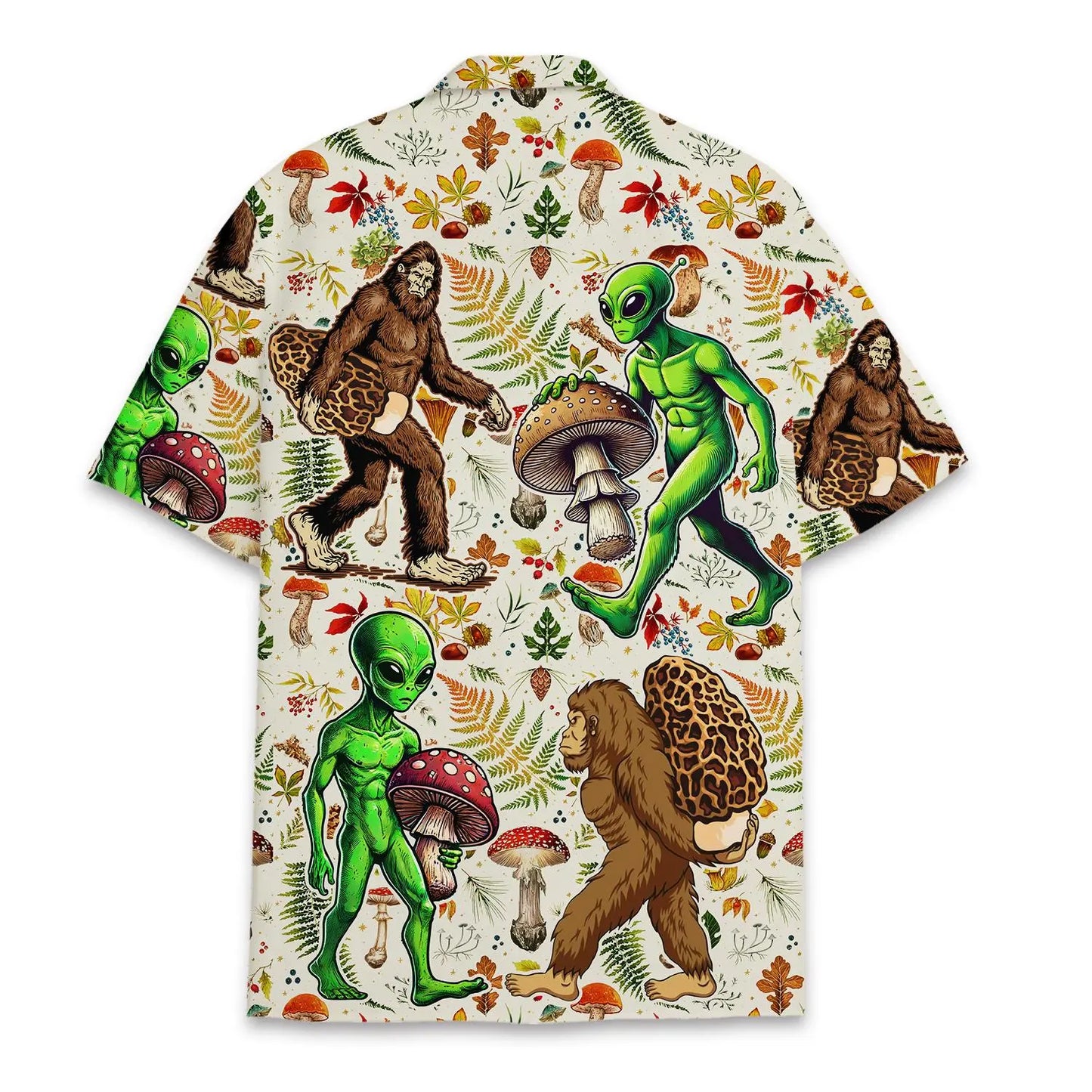 Island Bigfoot Alien Mushroom Aloha Hawaiian Shirt For Nature Fans, Resort Trips, And Comfortable Warm Weather Wear