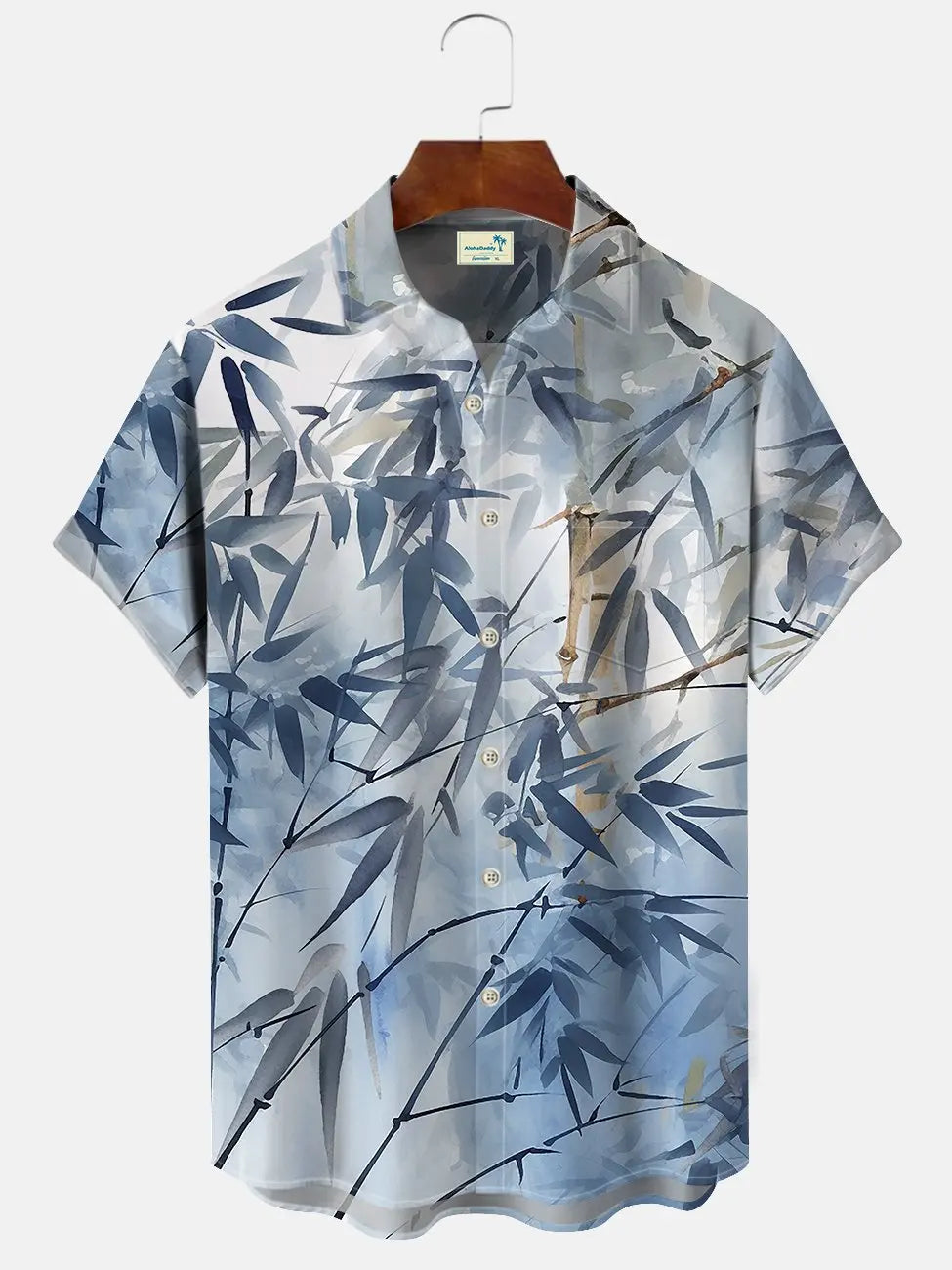 Tropical Plant Bamboo Ink Smudged Hawaiian Shirt For Coastal Travel, Casual Events, And Comfortable Summer Wear