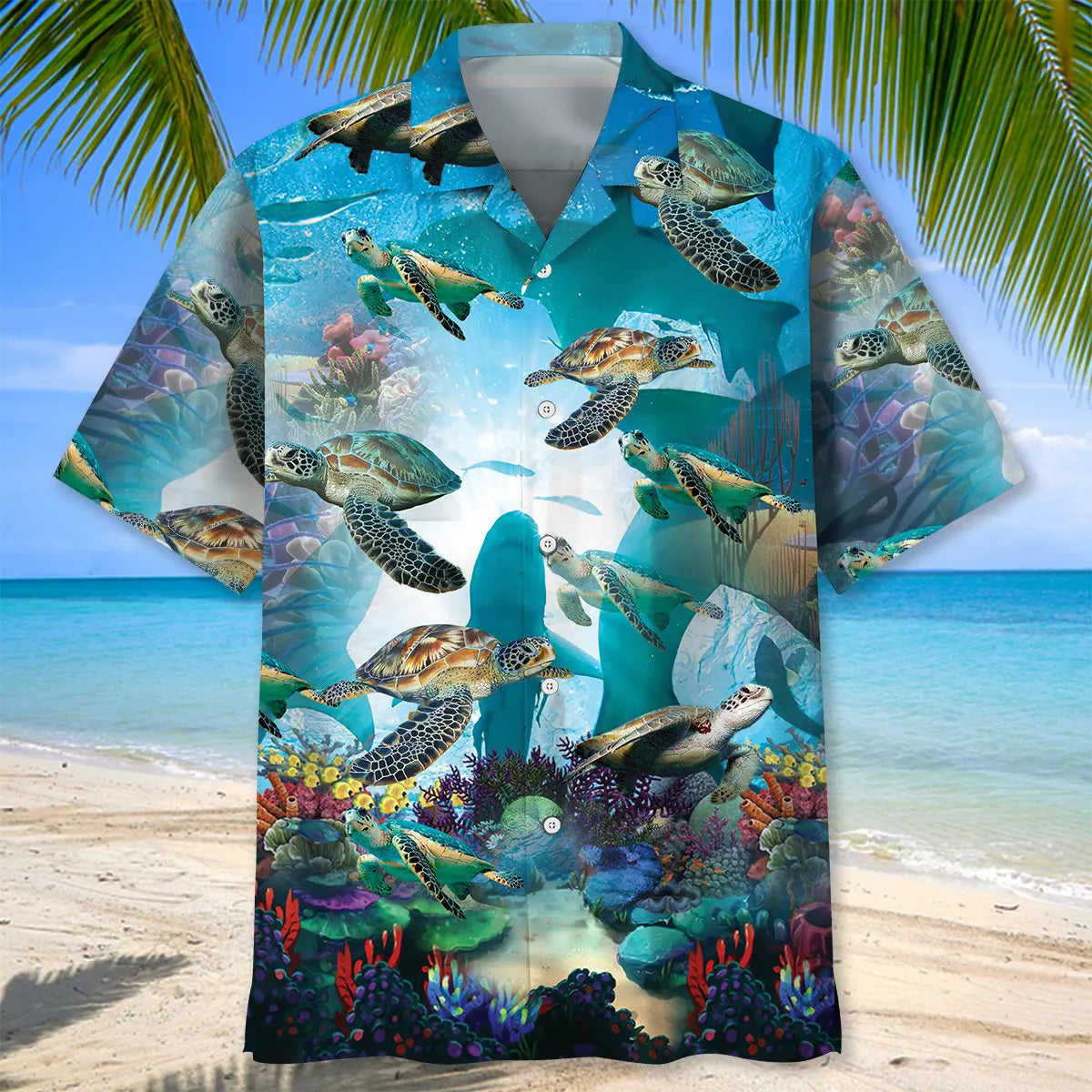 Turtle Shark Hawaiian Shirt For Coastal Travel, Casual Events, And Comfortable Summer Wear