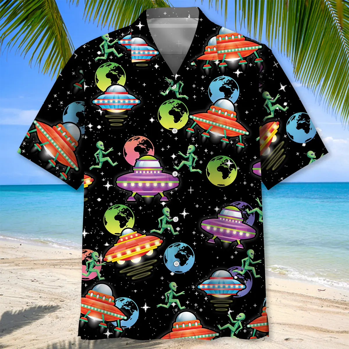 UFO Earth Hawaiian Shirt For Beach Days, Summer Outings, And Thoughtful Gift Giving