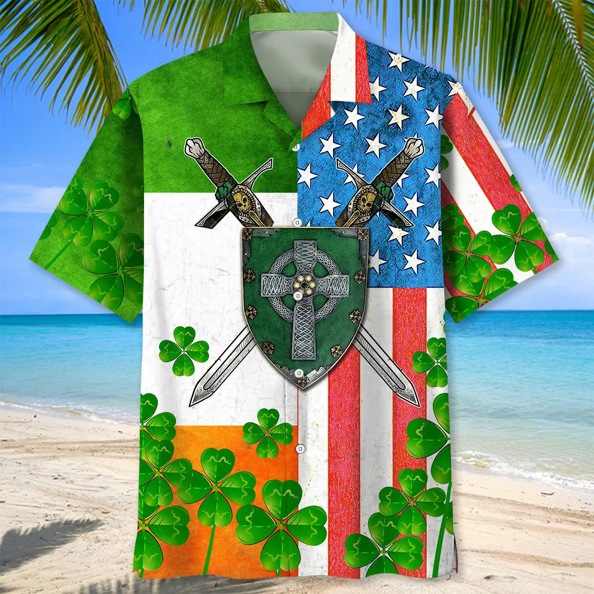 American Irish Saint Patrick's Day Hawaiian Shirt For Tropical Holidays, Outdoor Gatherings, And Everyday Comfort