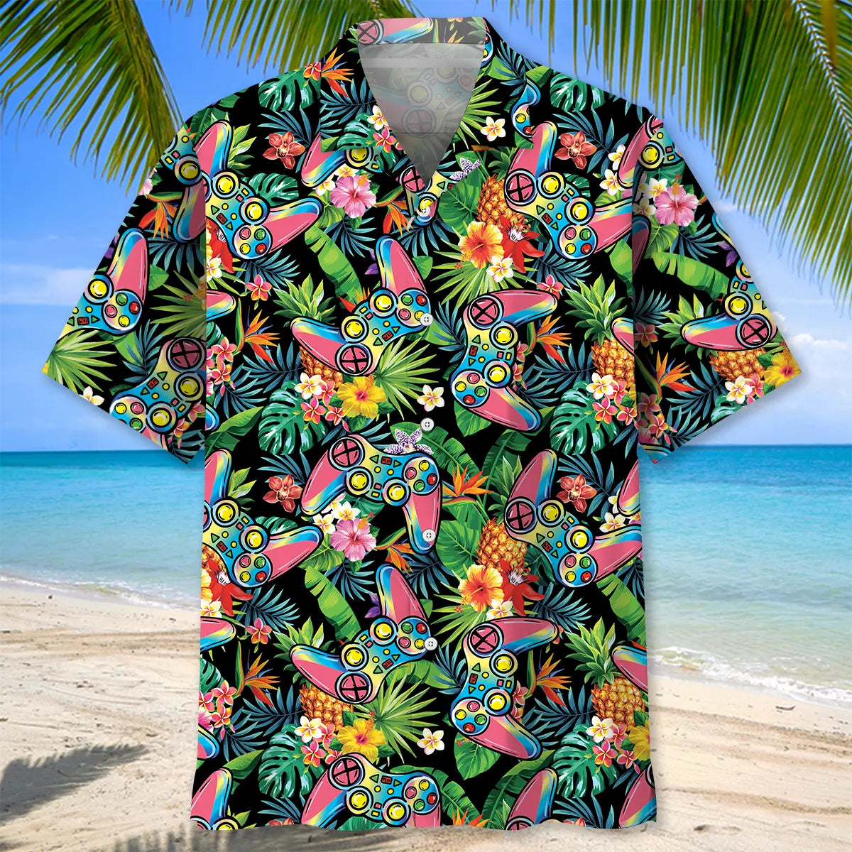 Tropical Video Game Hawaiian Shirt For Resort Trips, Coastal Parties, And Warm Weather Style