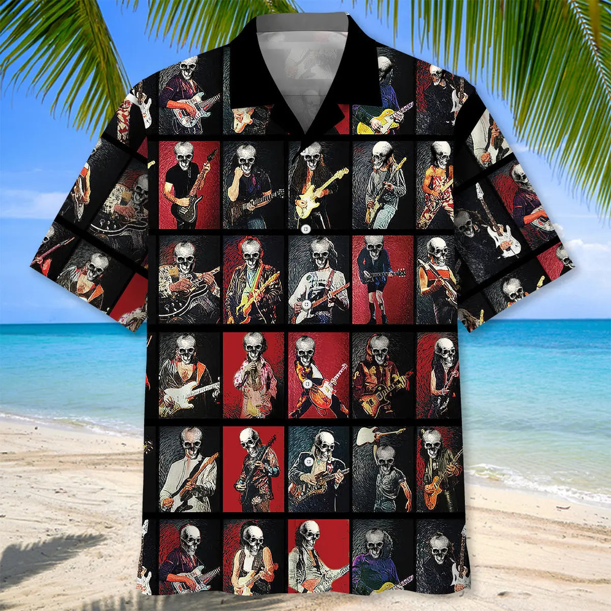 Vintage Classical Guitarist Hawaiian Shirt For Island Vacations, Resort Wear, And Relaxed Seasonal Style