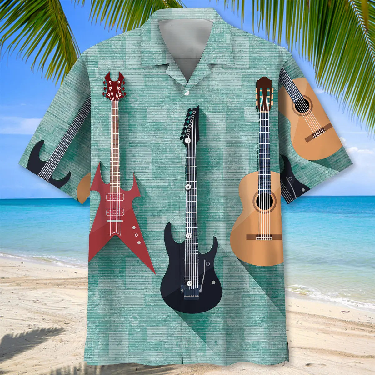 Vintage Guitar Hawaiian Shirt For Beach Days, Summer Outings, And Thoughtful Gift Giving