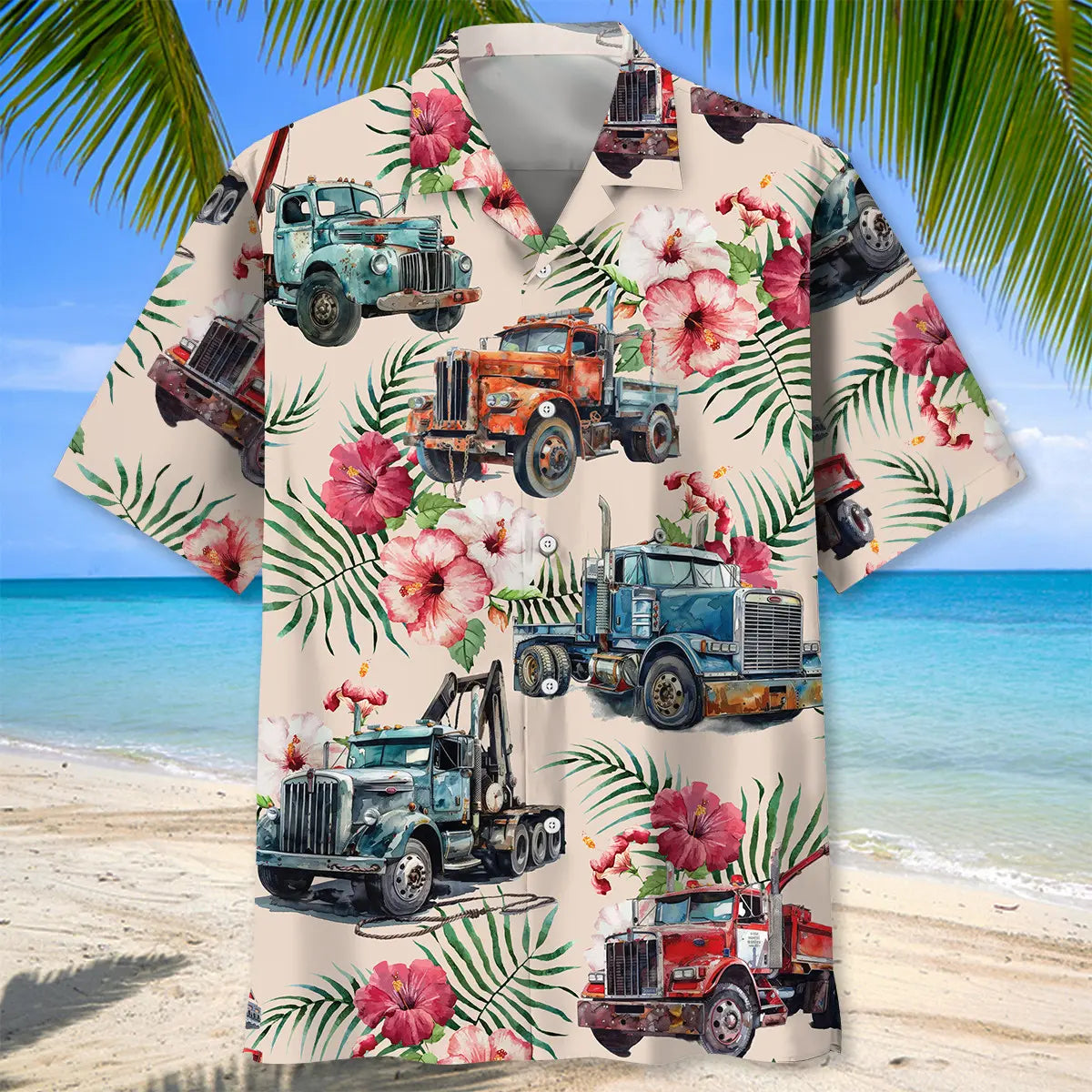 Vintage Tow Truck Operator Car Hawaiian Shirt For Weekend Escape, Beach Party, And Resort Wear