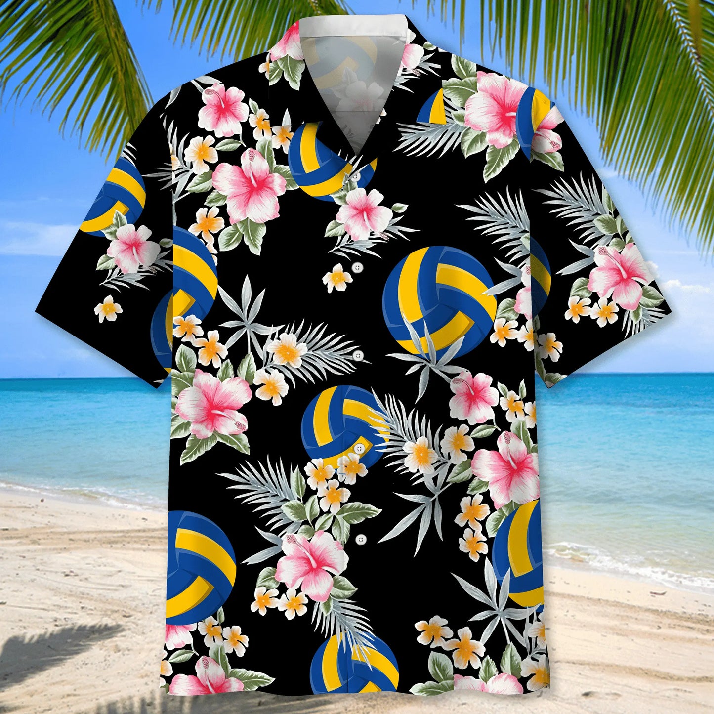 Floral Volleyball Hawaiian Shirt For Coastal Travel, Casual Events, And Comfortable Summer Wear