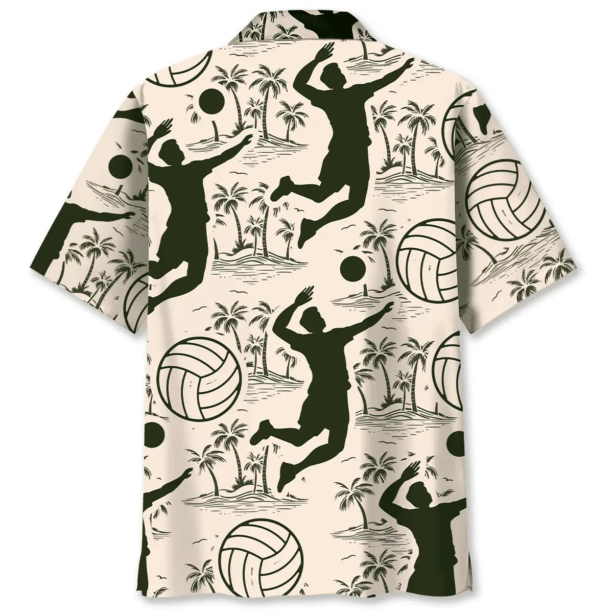 Volleyball Palm Tree Hawaiian Shirt For Tropical Holidays, Resort Trips, And Relaxed Coastal Style
