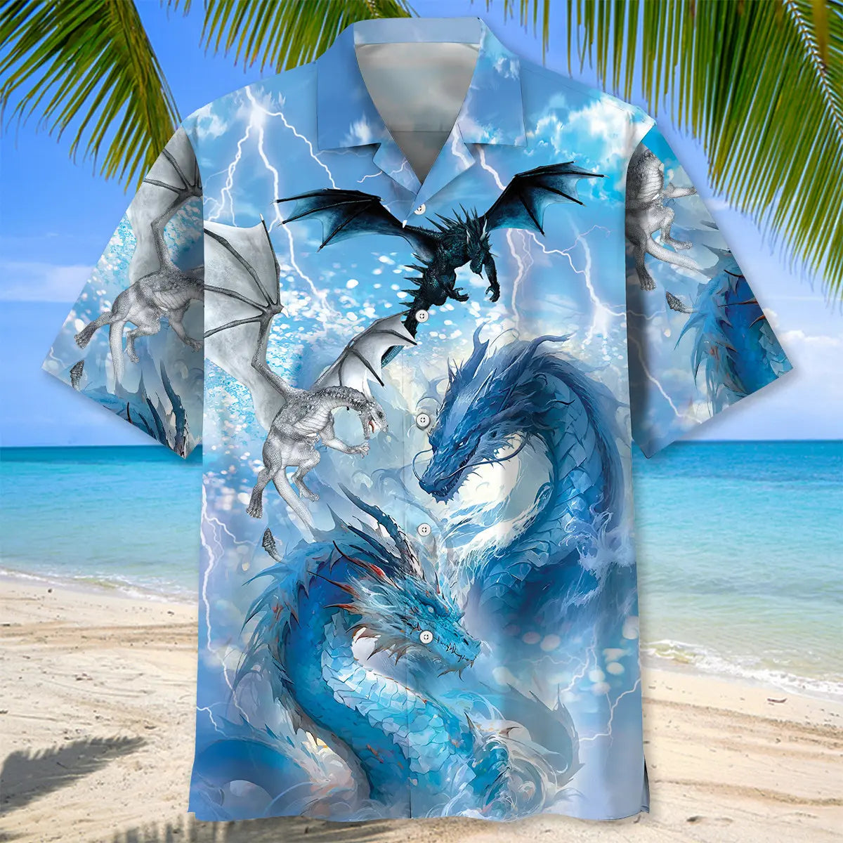 Water Dragon Hawaiian Shirt For Fantasy Fans, Resort Trips, And Imaginative Summer Style