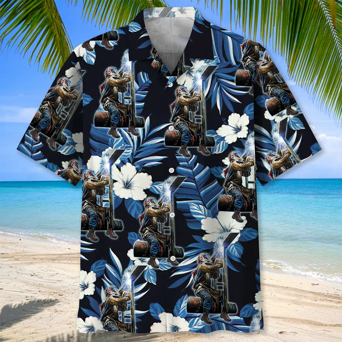Welder Proud Hawaiian Shirt For Beach Party, Seasonal Celebration, And Vacation Style