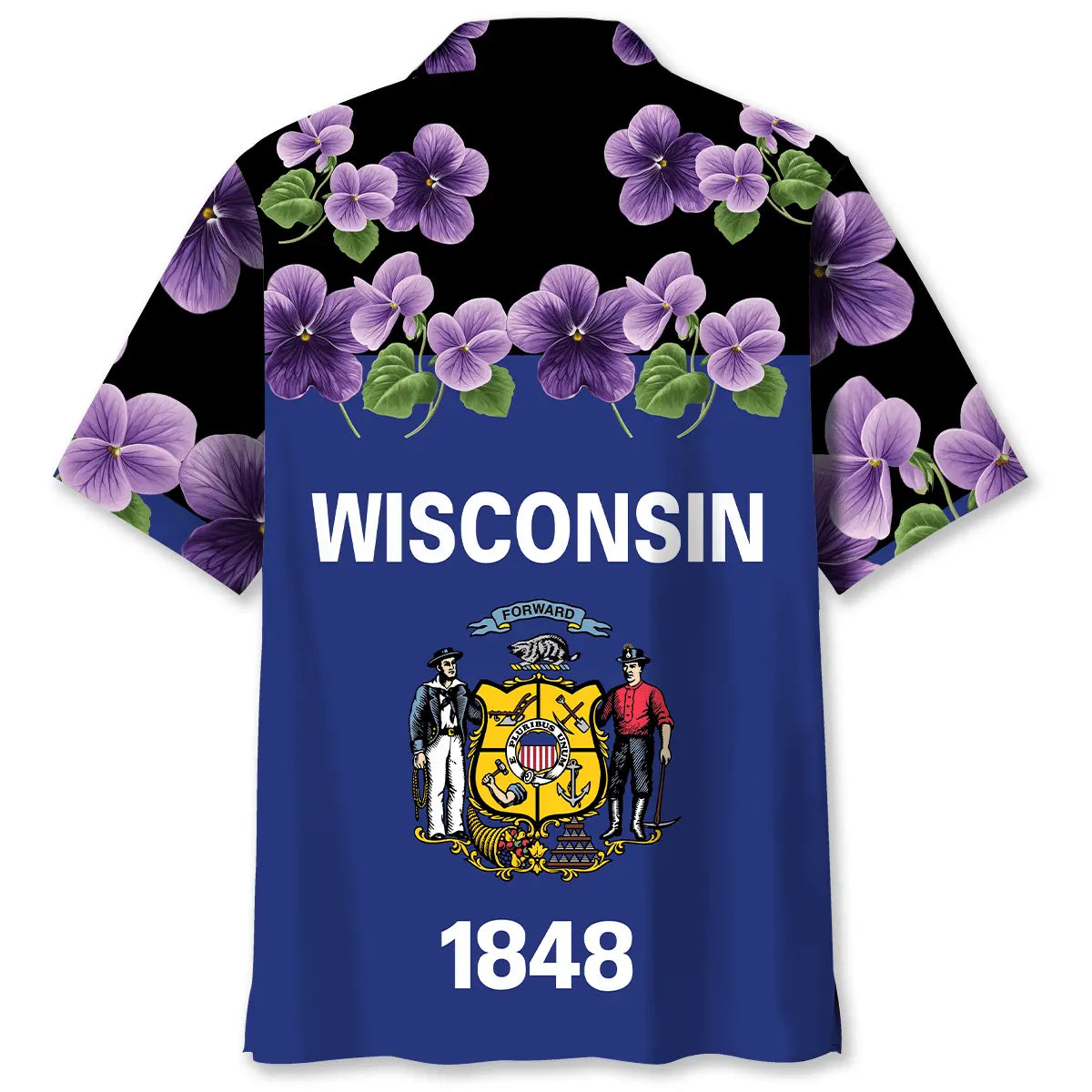 Wisconsin Creative Pattern Hawaiian Shirt For Summer Vacation, Beach Travel, And Casual Wear