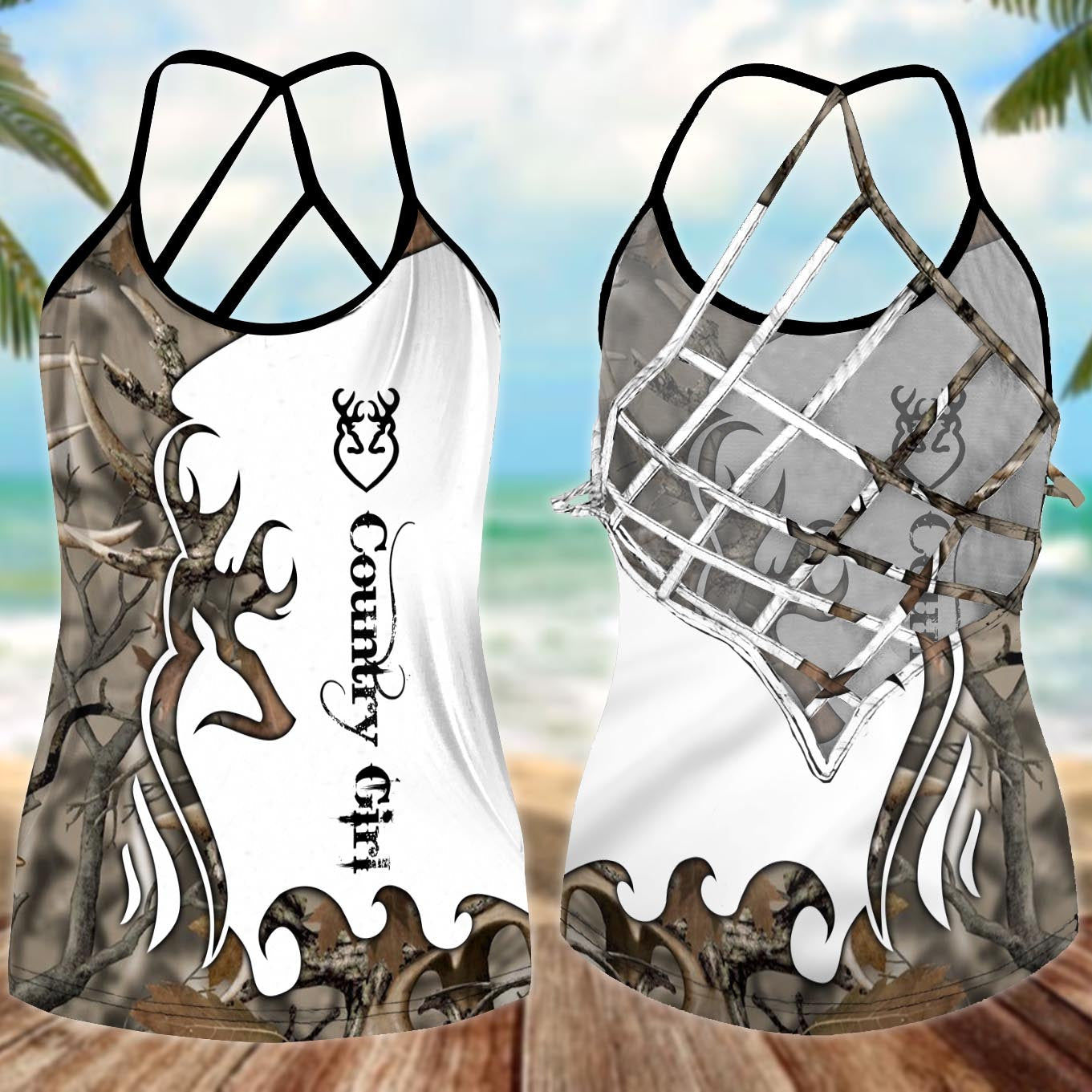 Hunting Lover Hollow Tank Top For Yoga Practice And Vacation Outfits