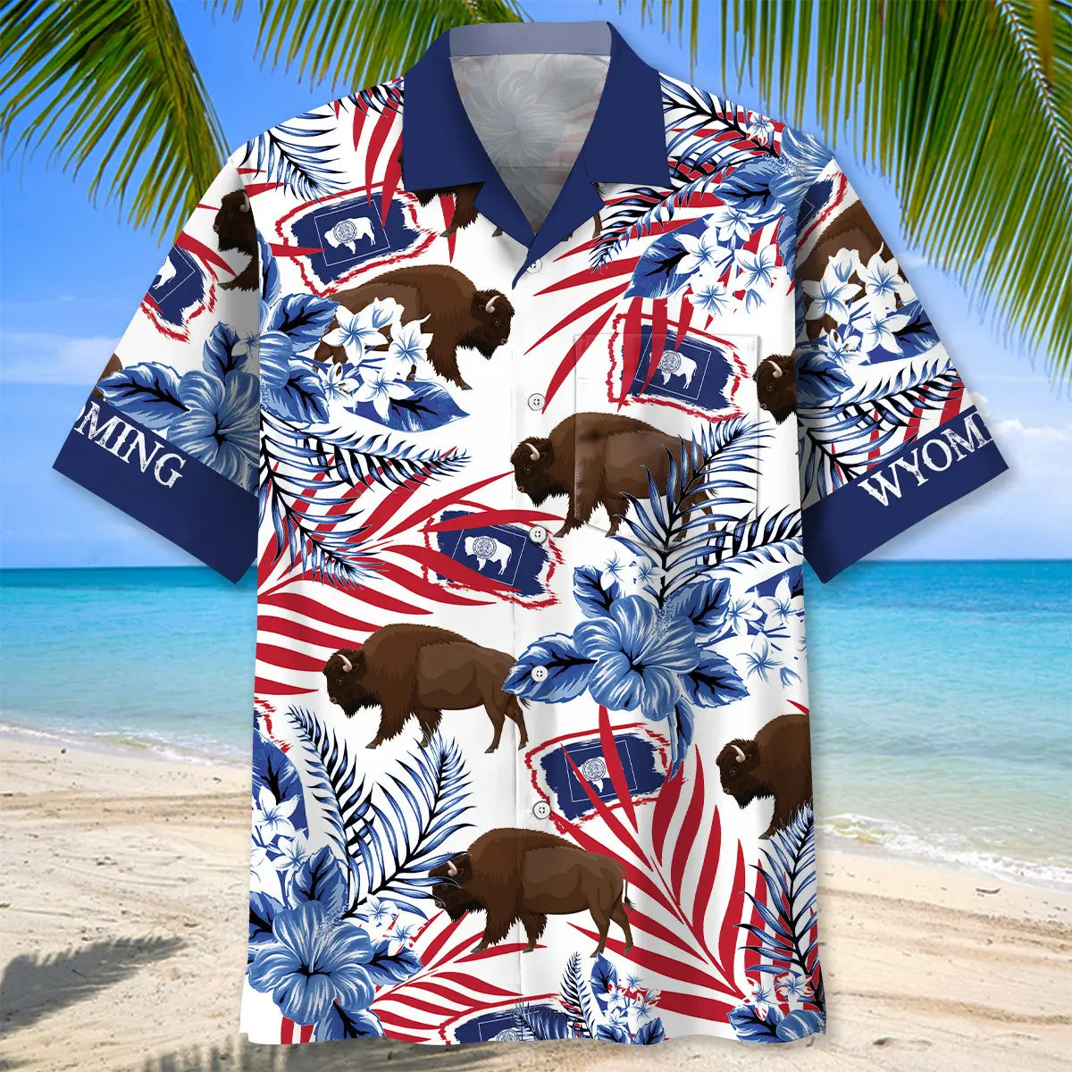 Wyoming Proud Pocket Hawaiian Shirt For Vacation Cruise And Daily Summer Wear