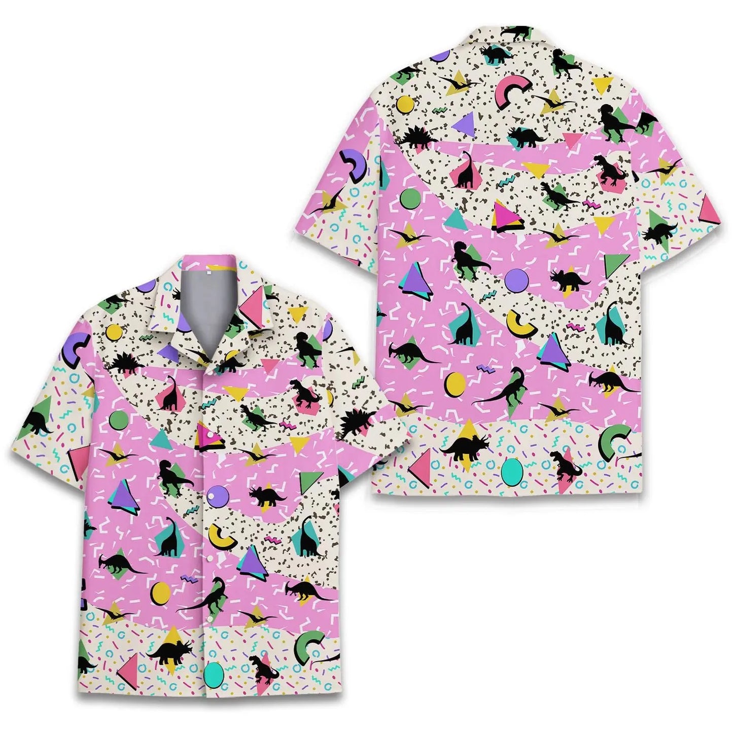 Vintage Island Dinosaur Aloha Hawaiian Shirt For Animal Lovers, Beach Travel, And Casual Summer Style