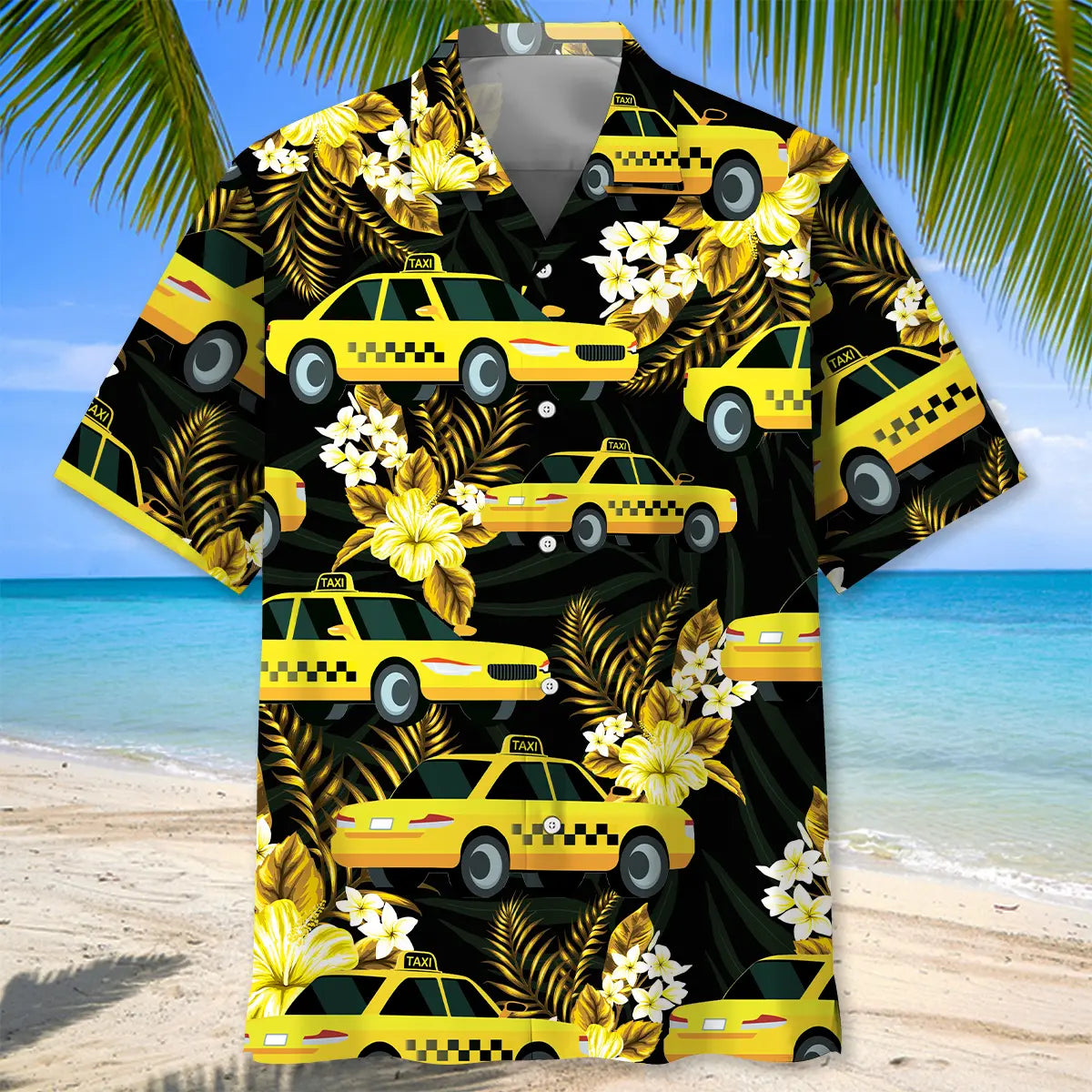 Yellow Taxi Tropical Hawaiian Shirt For Beachside Event And Island Inspired Style