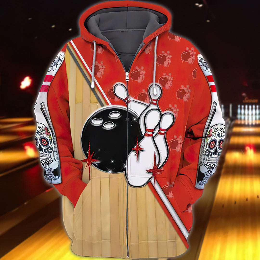 Bowling Ball Skull Hoodie For Dark Themed Outfits Outdoor Trips And Casual Comfort