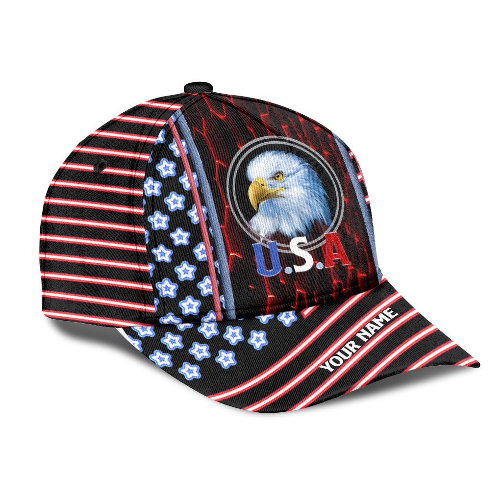 Custom Eagle Love American Personalized Name Classic Cap For Beach Travel Outdoor Events And Relaxed Casual Wear