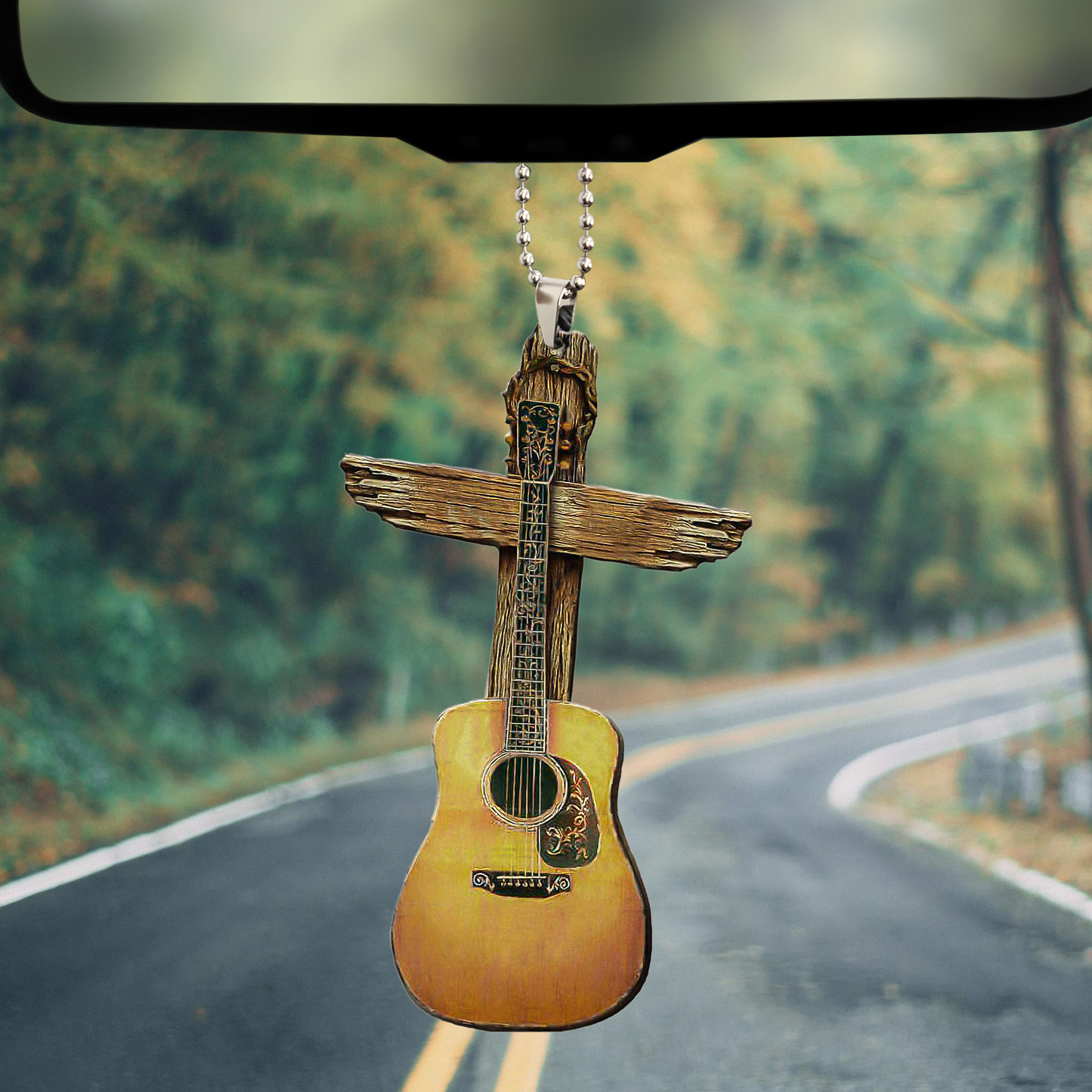 Wooden Cross Guitar 20 Oz Tumbler For Coffee Travel And Daily Drinks